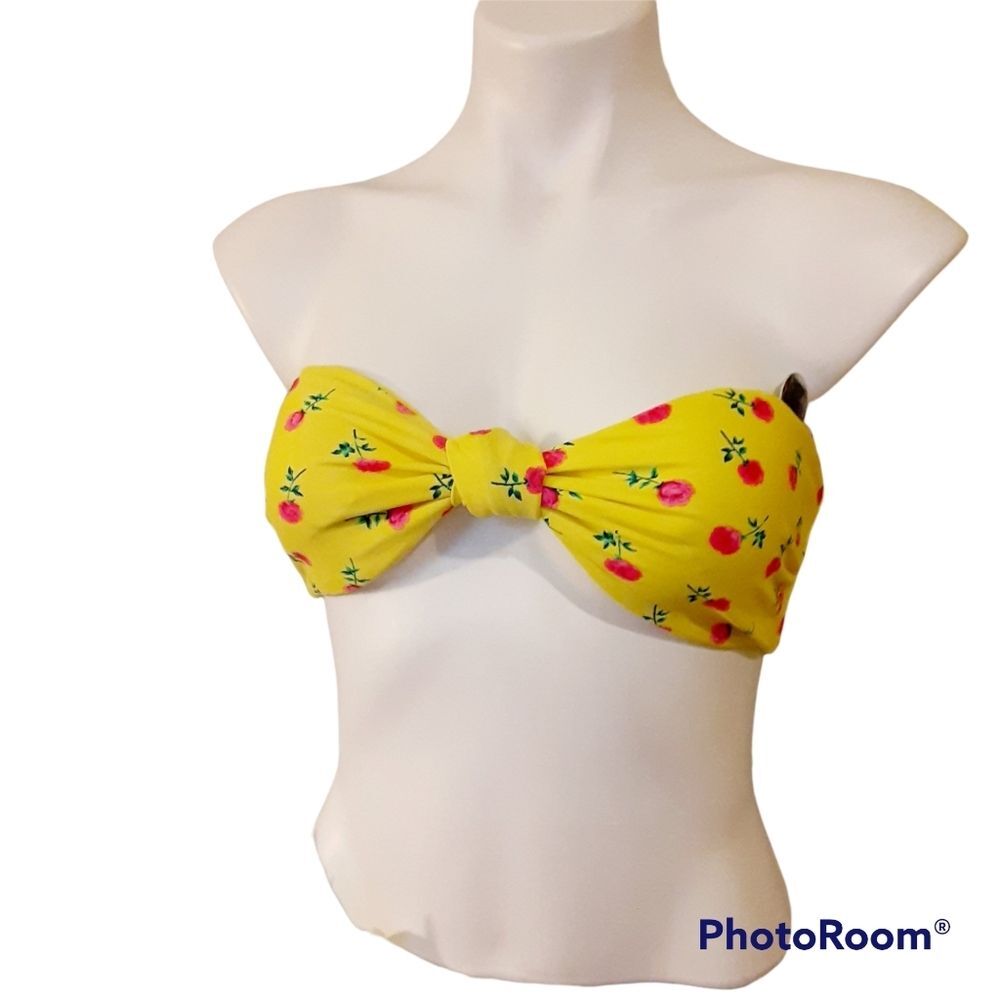 Forever 21 Yellow and Pink Floral Swimwear Top NWOT